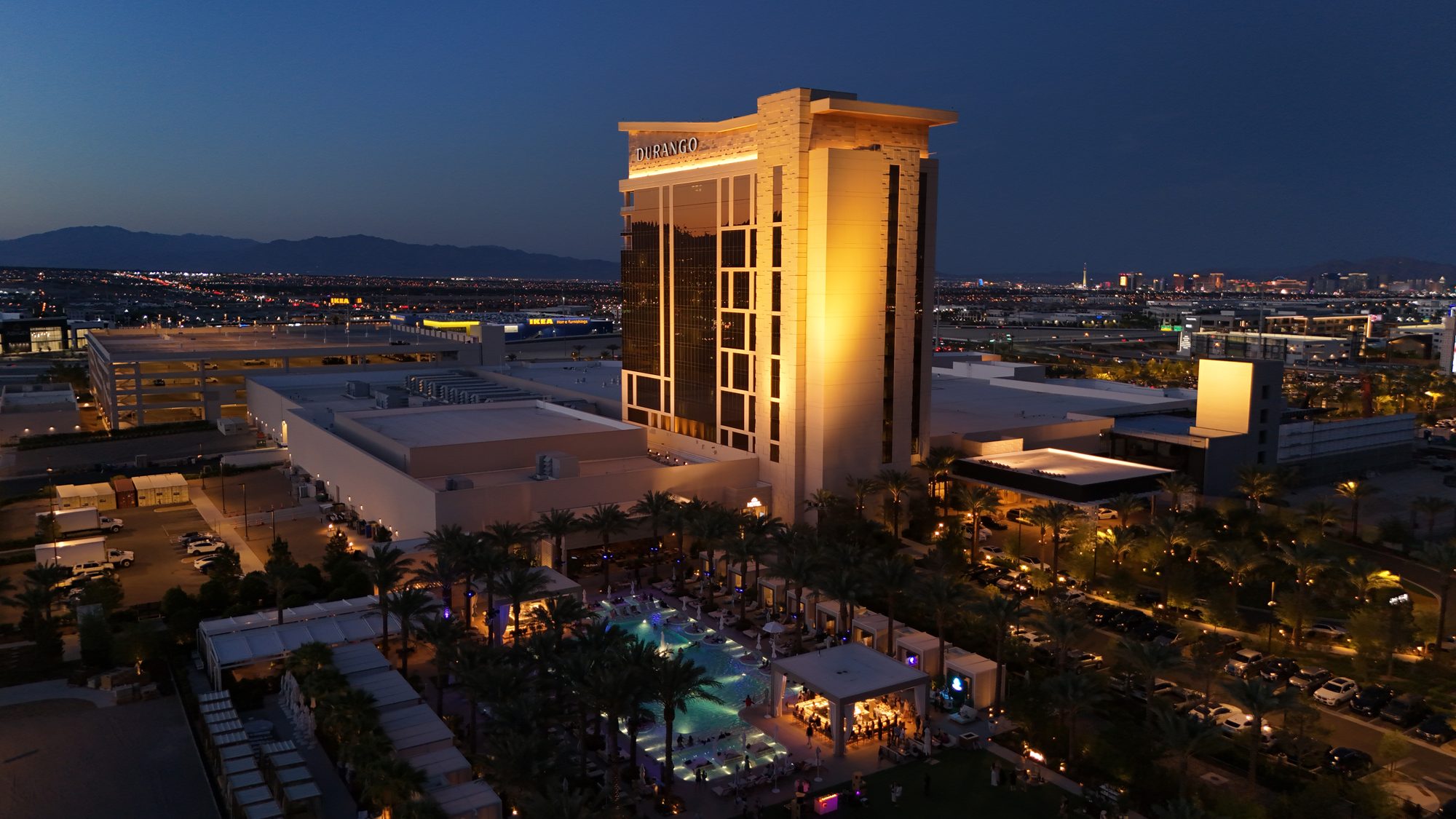 Las Vegas venue at dusk hosting a Ritual Collective gathering