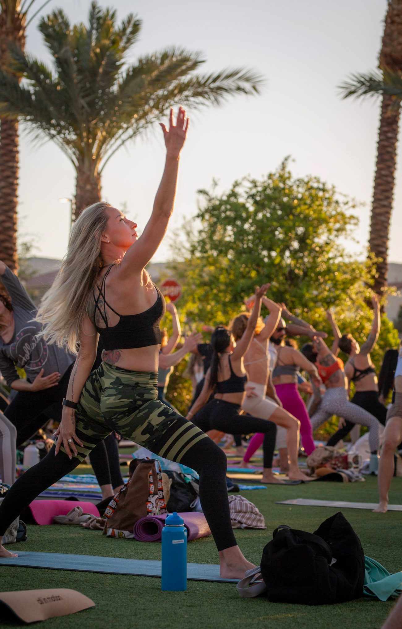 Sunset yoga flow at a Ritual Collective wellness gathering in Las Vegas