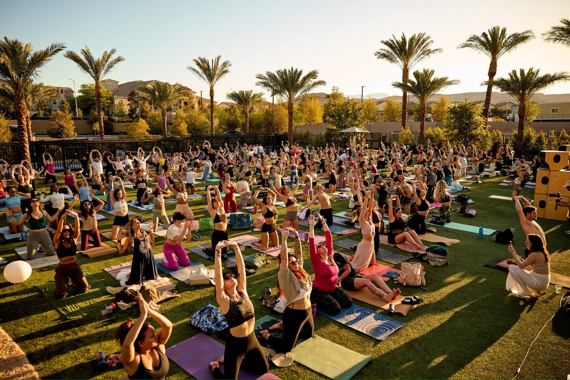 Hundreds gathered at a Ritual Collective sunset yoga ritual in Las Vegas